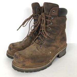 CHIPPEWA 55026 Leather Steel Toe Logger Work Boots Men's 11M Brown Lace Up